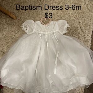White Baptism Dress with Lace Details